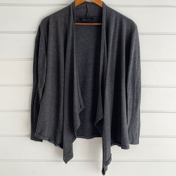 Rags and Couture Women's Grey Hacci Draped Open Front Cardigan Size XL - Picture 2 of 7